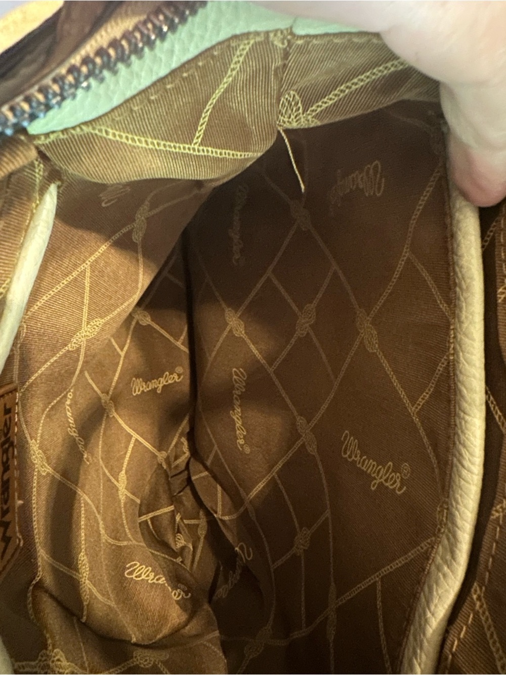 Wrangler Two-Tone Beige and Taupe Backpack Tote - Picture 8 of 9